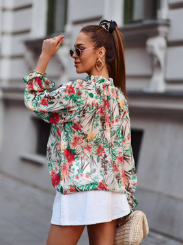 Wielobarwna bluzka koszulowa w kwiaty Cocomore