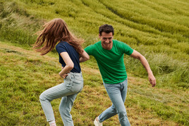 Zielona koszulka męska z czesanej bawełny Iconic rękawem Fruit of the Loom