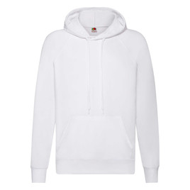 Biała bluza męska z kapturem Lightweight Hooded Sweat Fruit of the Loom 
