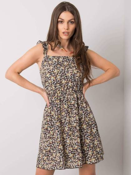 Czarna sukienka na ramiączkach z falbanką Yups