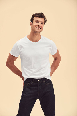 Biała koszulka męska Iconic V-Neck Fruit of the Loom