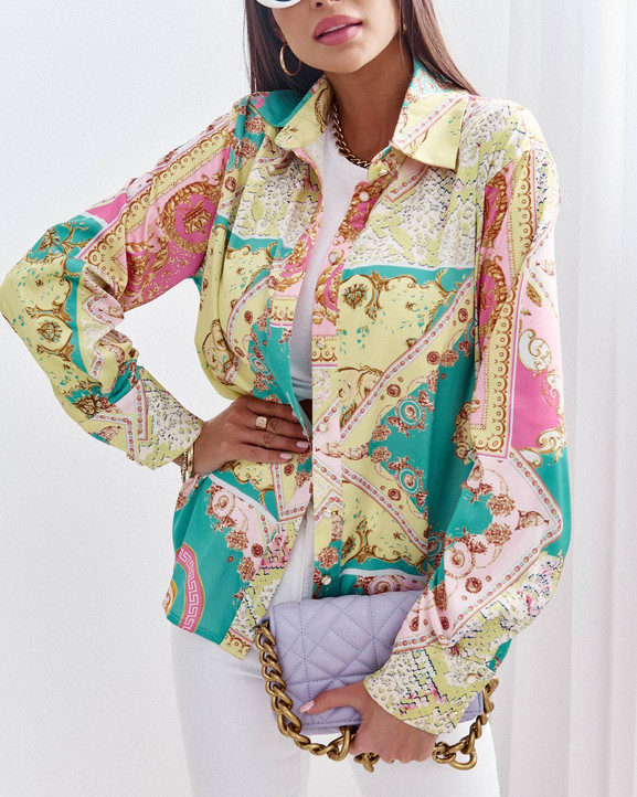 Wielobarwna koszula z bufiastymi rękawami Cocomore