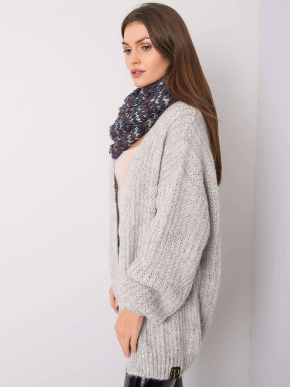 Komin z kolorową nitką granatowy