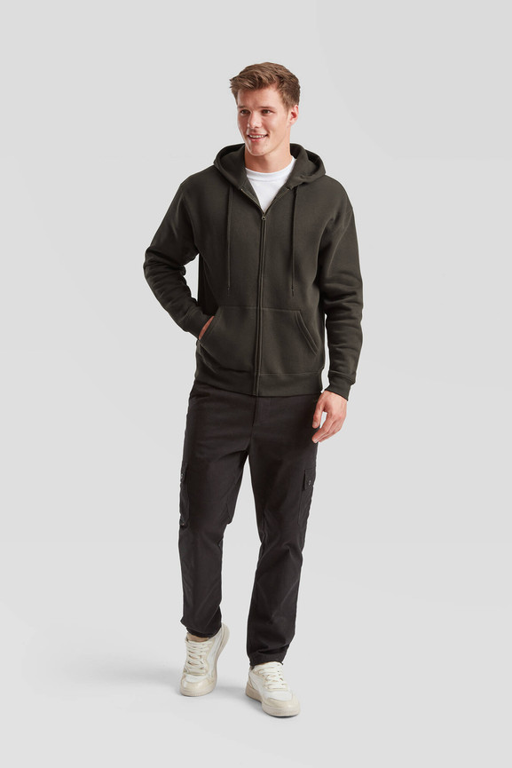 Szara bluza męska z kapturem Premium Fruit of the Loom