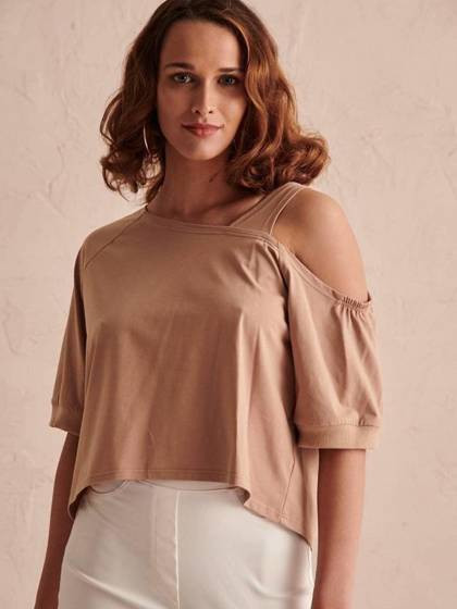 Karmelowa bluzka crop top Blue Shadow