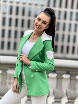 Zielony żakiet z kapturem dwurzędowy Cocomore