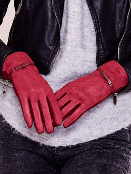 Rękawiczki dotykowe z dzianiny bordo