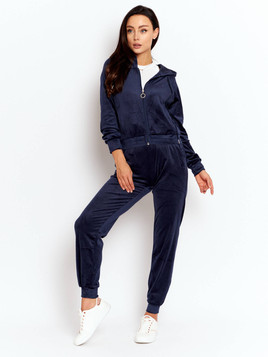 Granatowy komplet dresowy z weluru Yups