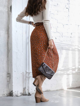 Brązowa spódnica z wiązaniem Cocomore