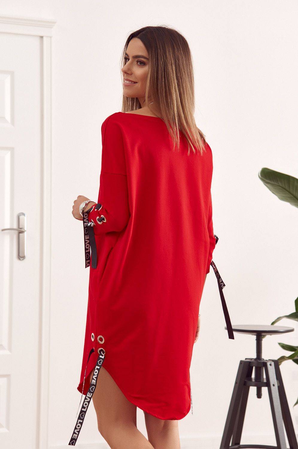 Czerwona sukienka oversize Fasardi damska - sklep internetowy 